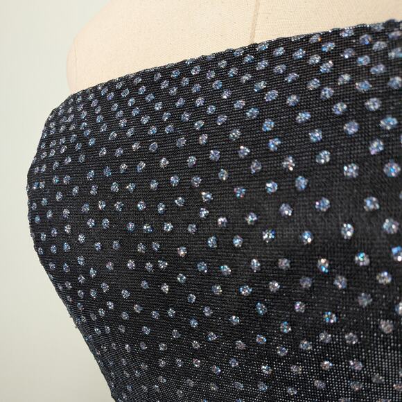 Vintage Jump Prom Dress Maxi Ball Gown 4 Blue Black Y2K Metallic Princess Goth - Picture 5 of 14